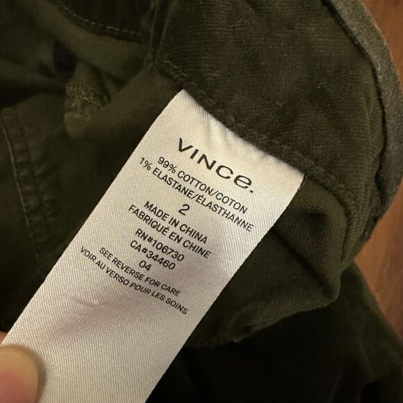 VINCE Slouchy Corduroy Military Pants Slim Fit in Olive - Picture 11 of 16